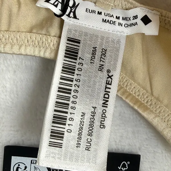 Zara Womens Mulberry Silk Satin Bralette Crop Top Champagne Beige M 1918/809‎ - Image 2