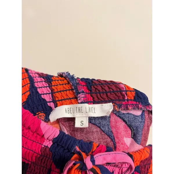 Abel the Label Anthropologie Dress Strapless Midi Pink Orange Floral Small - Image 6
