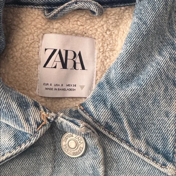 Zara Sherpa Lined Denim Jacket - Size S - Image 6