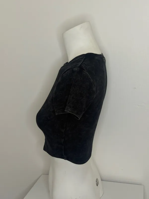 NINTH HALL Black Acid Wash Baby Tee - Image 2