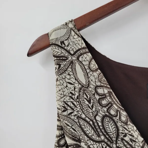 Connected Apparel Womens Dress 12 Brown Floral Sleeveless Drop Waist Midi Flowy‎ - Image 7