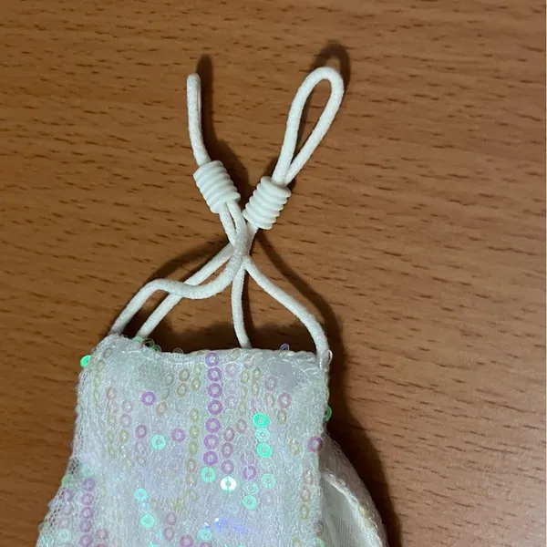 White Sequin Face Mask with Adjustable Straps - Image 3
