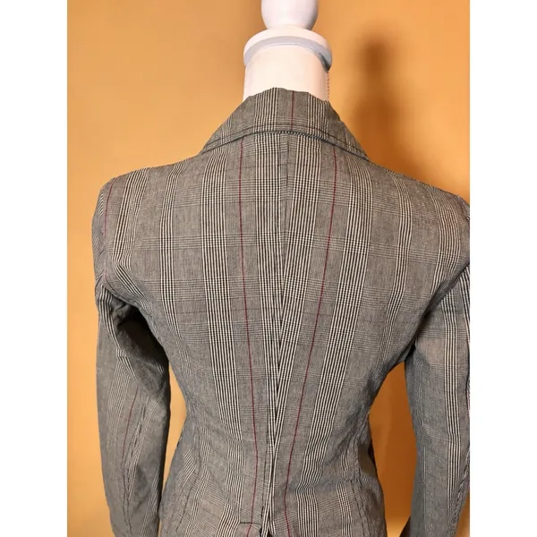 United Colors of Benetton Plaid Blazer Jacket Women Small Tailored Button Front‎ - Image 4
