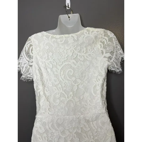 STORIA Last First Kiss Dress Womens Small White Lace Sheath Mini Wedding Party - Image 7