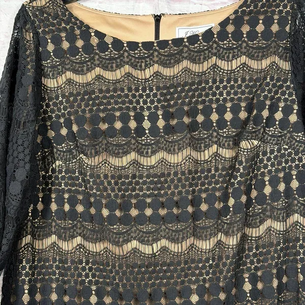 Jessica Howard Black Lace Overlay Dress with Beige Lining Sze 20W - Image 2