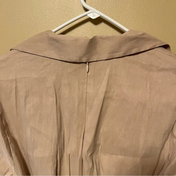 Zara Beige Pleated Short Sleeve Dress - Image 5