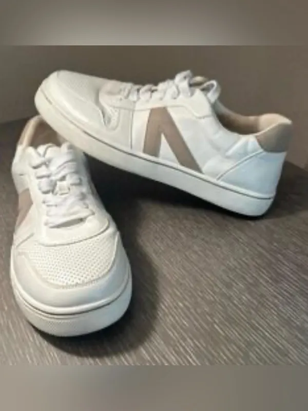 MIA Size 9M Krew Court White and Cement (Tan) Low-Top Leather Sneakers - Image 2