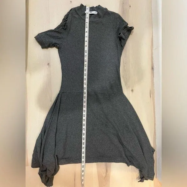 Anthropologie Women Small Susana Monaco Grey Ribbed Mini Dress Fall Chic - Image 8