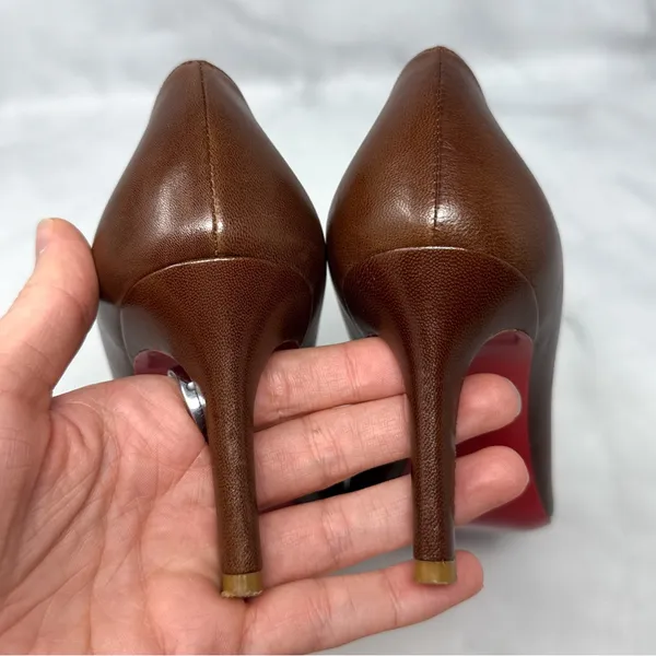 Christian Louboutin Vintage Simple Pump 85 Leather Low Mid Height Heels Brown 36 - Image 10