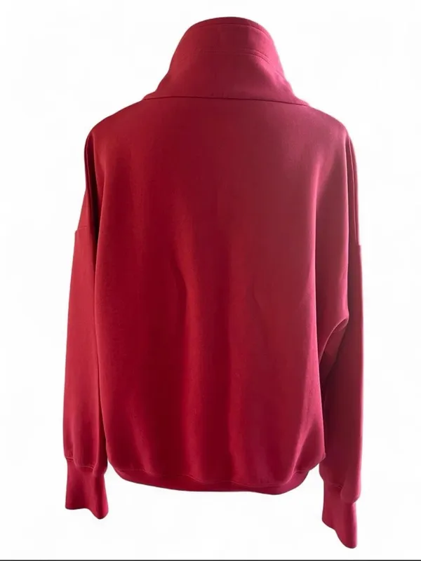 Polo Ralph Lauren Women's Pink Quarter-Zip Pullover Sweatshirt Size Large - Image 2