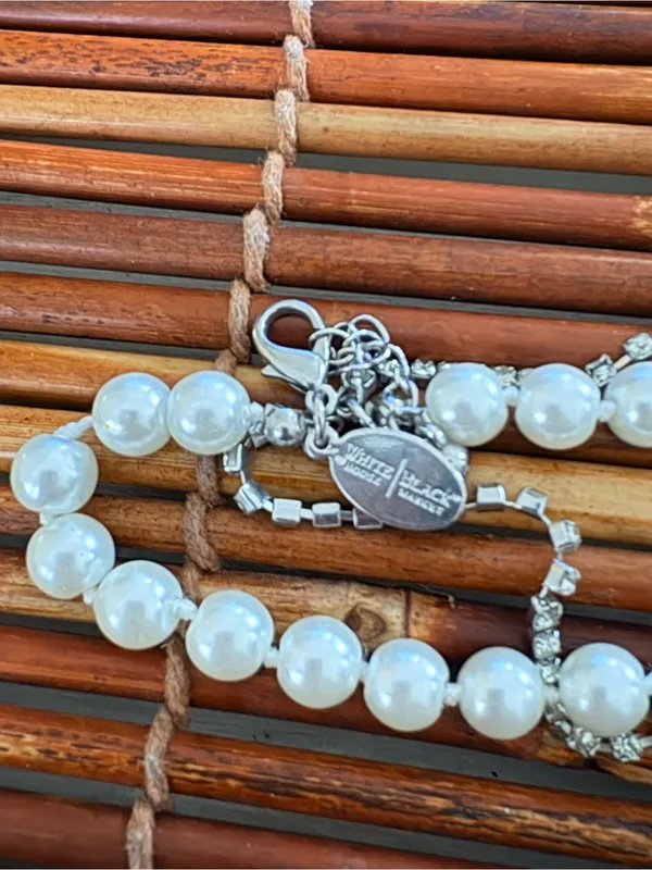 White House Black Market Multi-Strand White Pearl and Silver Chain Necklace 50” - Image 5