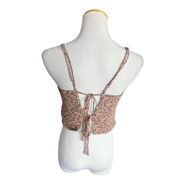 Womens American Eagle Floral Crop Tie Back Tank Top - Sz M - Image 3