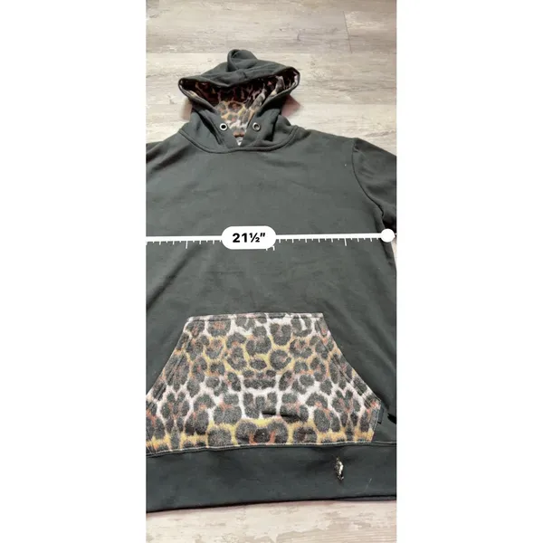Cotton On Women's Leopard Animal Print Pullover Hoodie Pockets Size L A4-0009 - Image 5