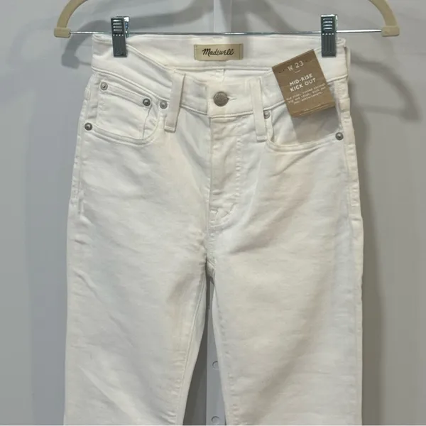 NWT Madewell Kick‎ Out Crop Jeans White Stretch Denim Jeans NI961 - Image 5