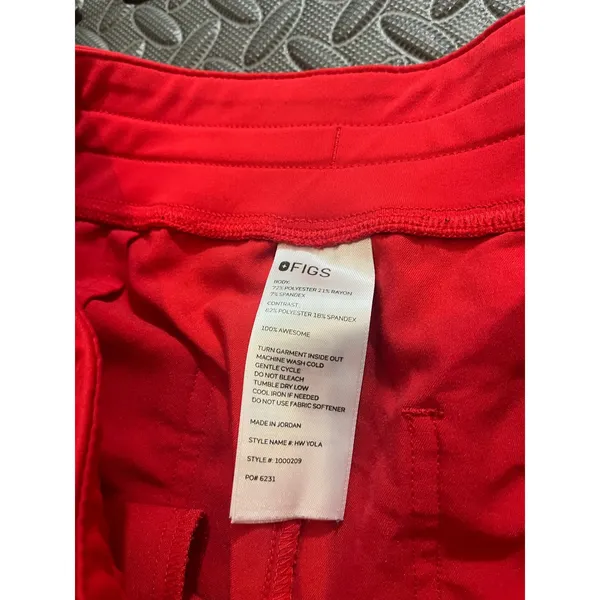 FIGS High Waisted Yola Skinny Scrub Pants Red Medical Healthcare Womens Large - Image 2