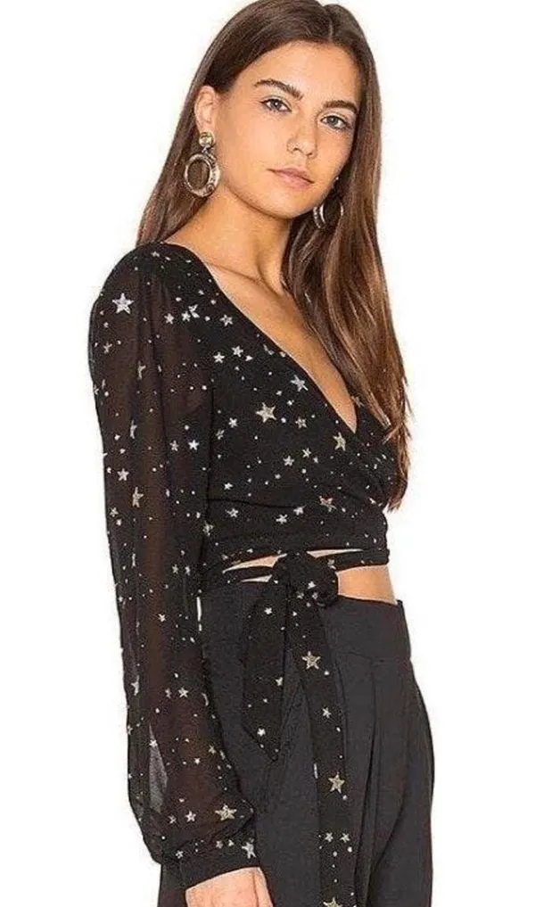 Revolve Starry Glitter Wrap Top - Image 2