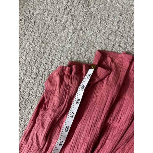 Lucky Brand Maxi Dress S Red Ribbed V-Neck Tie Waist Boho Casual - Image 4