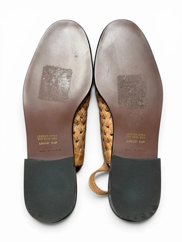 Vtg Kim Rogers Lindsey Woven Leather Slingback‎ Flats Fisherman Cottagecore Boho - Image 5