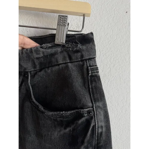 Good American Good‎ 90s Chic Relaxed Jeans Washed Black Single Knee Slash 2/26 - Image 8