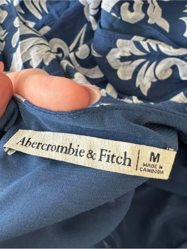 Abercrombie - Short-Sleeve Cutout Maxi Dress Navy Blue White Size M - Image 8
