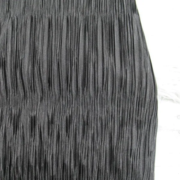 By ANTHROPOLOGIE Black Ruched V-Neck Side Slits Midi Dress Plissé Finish Size XS - Image 8
