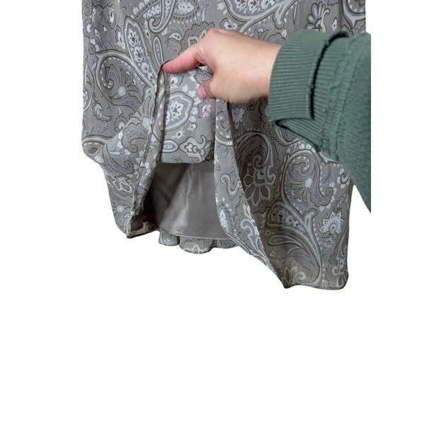 Vintage Compagnie Internationale Express Paisley Midi‎ Skirt Taupe Gray Size M - Image 3