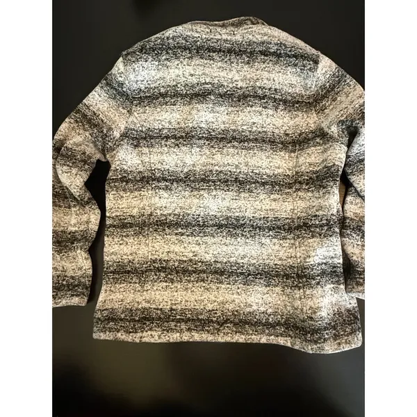 Lands End Womens XL‎ 18 Fleece Quarter Zip Pullover Grey Striped Space Dye Top - Image 4