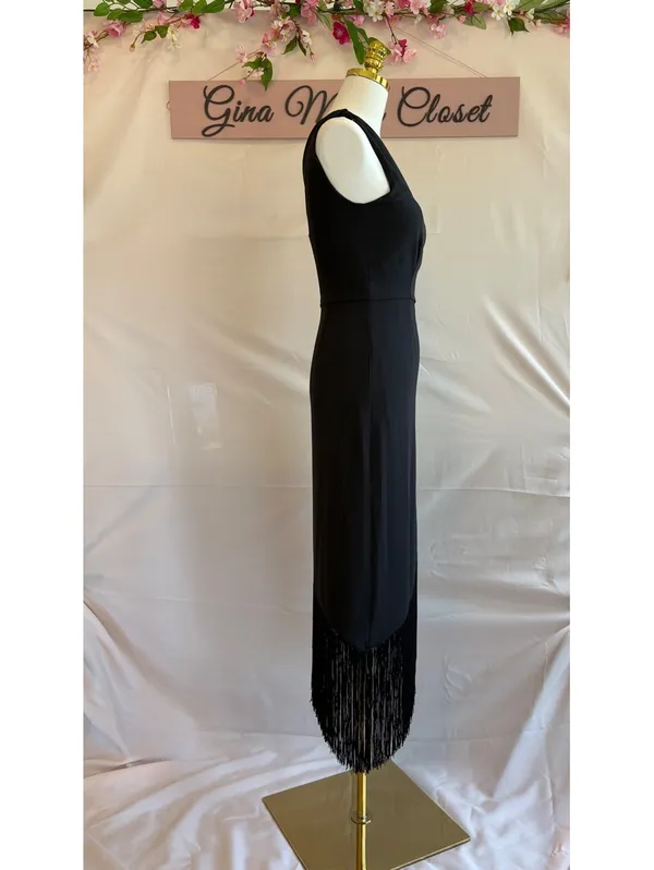 HUTCH One-Shoulder Black Fringe Midi Dress Size XS by Anthropologie - Image 3