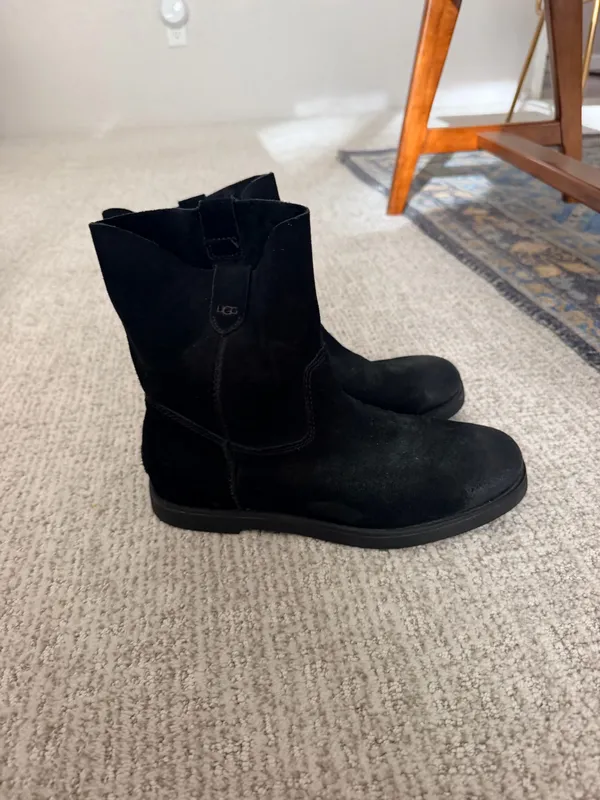 Ugg Josefene black oiled suede flat ankle combat Moto boots 8 - Image 14
