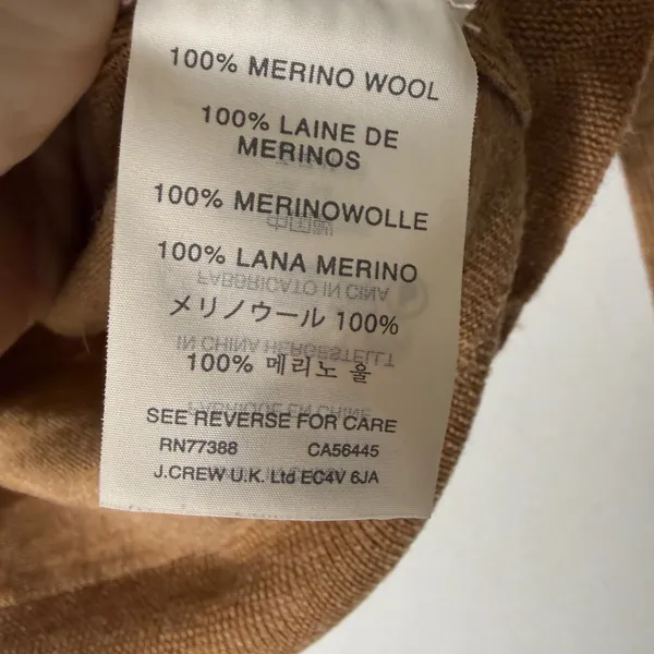 J Crew Merino Wool 3/4 Sleeve Camel‎ Brown Sweater XS - Image 4