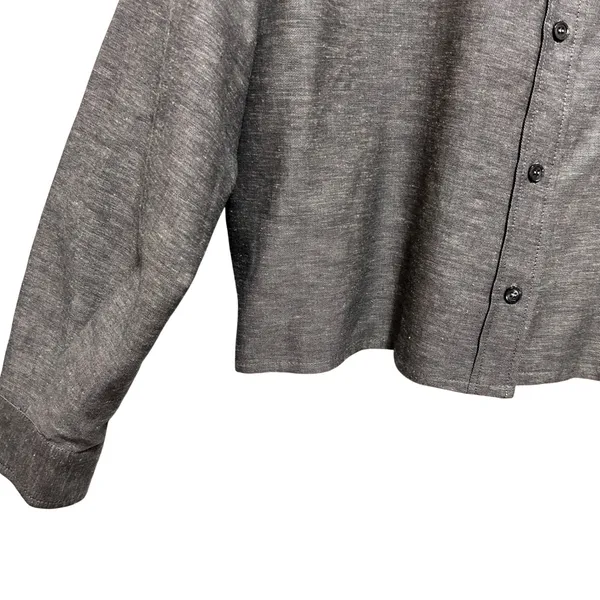 Zara Women ZW Collection Cropped Top L Gray Cotton Linen Boxy Minimalist Coastal - Image 4