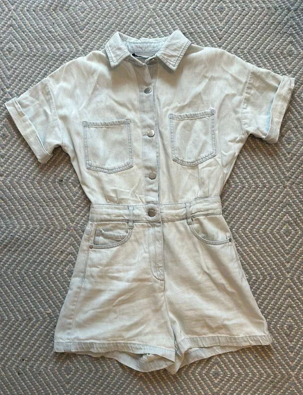 ZARA Light Wash Denim Romper - Image 2