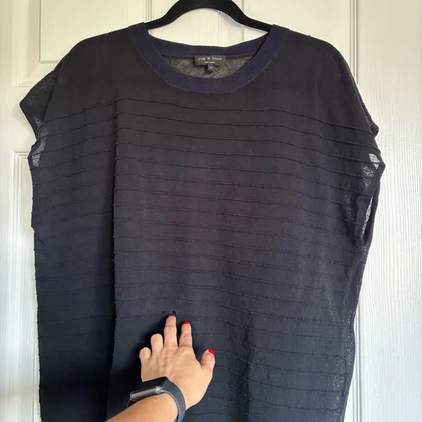 Women's Rag and Bone Oversized Sheer Shirt Black Navy Blue Size Medium - Image 5