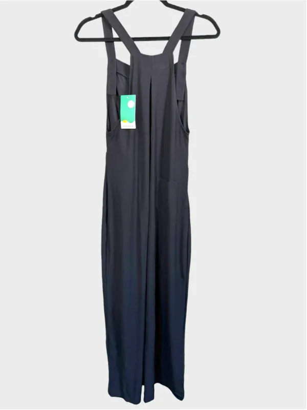 Size S Halara Adjustable Strap Plicated Waffle Casual Overalls Black - Image 2