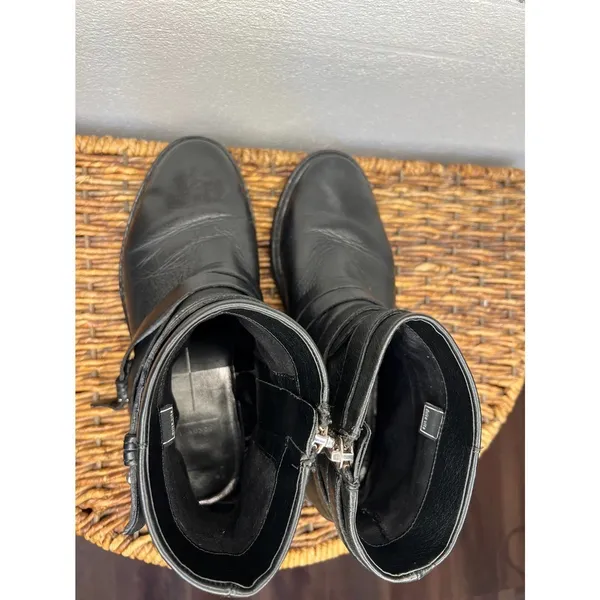 Dolce Vita Kiera Black Leather Moto Harness Ankle Boots Size 8 - Image 6