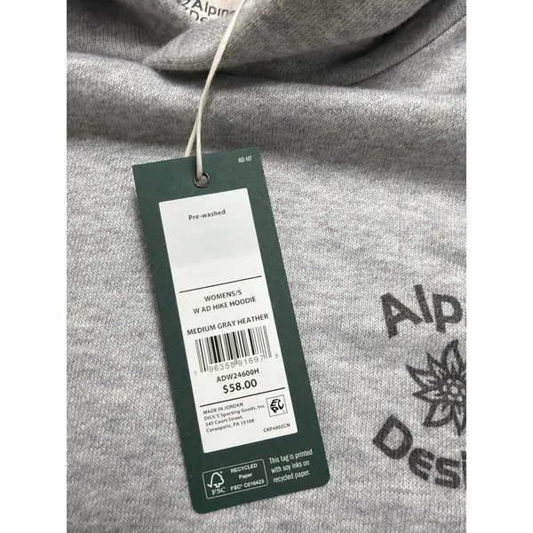 Alpine Design Womens W AD Hike Hoodie Gray‎ Heather ADW24600H Small NWT - Image 4
