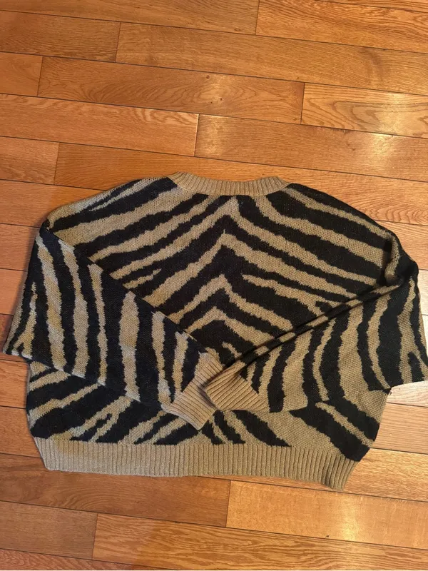 American Eagle Oversized Zebra Stripe Crewneck Wool Blend Sweater - Size XL - Image 5