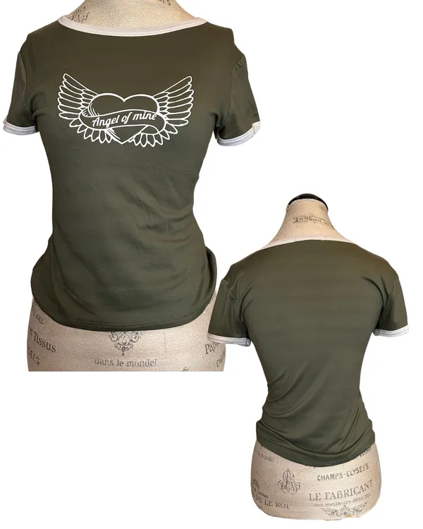 Charlotte Russe Top Army Green Angel Decal - Image 2
