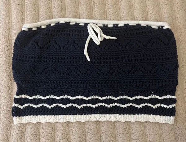 Hollister Navy Blue Crochet Tube Top - Image 2
