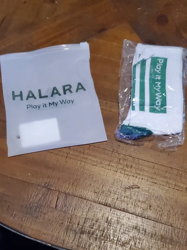 HALARA White Crew Socks with Green Stripe Accents - Image 2