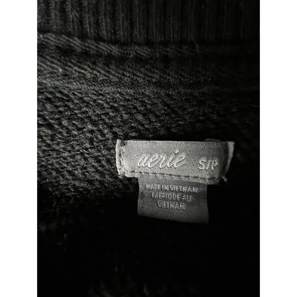Aerie Black Crewneck Sweatshirt, Size Small - Image 3