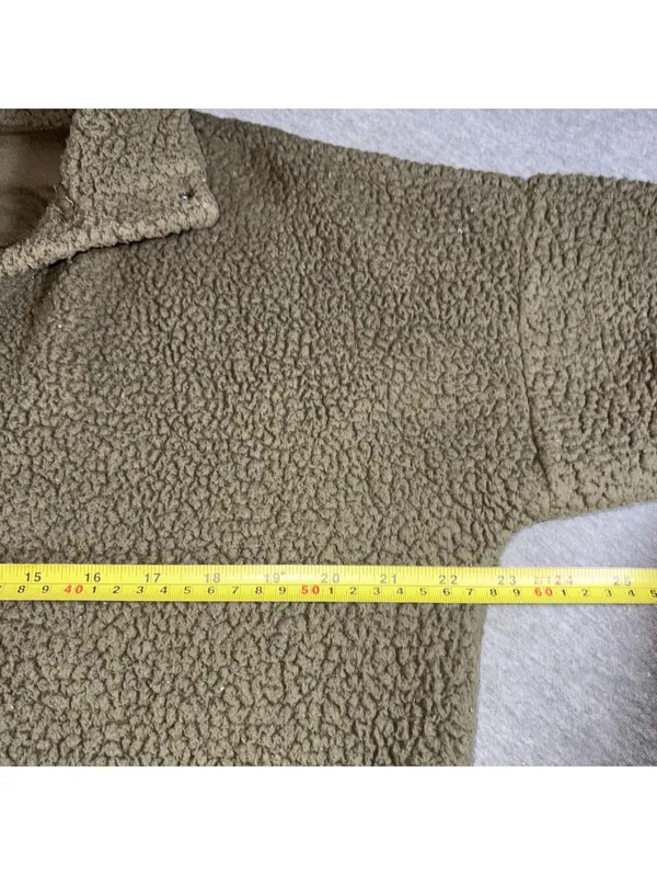 Aerie Tan Sherpa Pullover Snap Button Sweatshirt Small - Image 7