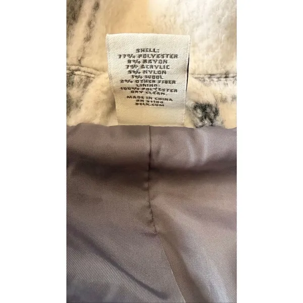 Wonderly Plaid Shacket Jacket XL Gray Cream Wool Blend Lined Button Front - Image 3