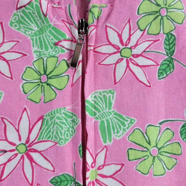 VTG Erin London Petite Pant Set Womens PS/PM Pink Green Floral Full Zip Hood - Image 6