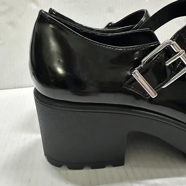 Gianni Bini Mary Jane‎ Platform Heel Shoes Womens 8.5 Shiny Black Block Lug Sole Y2K - Image 4