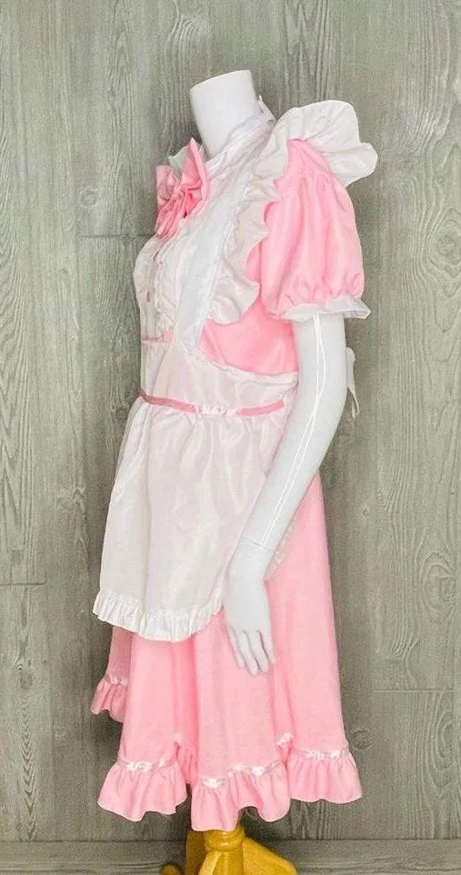 Lolita baby doll French maid pink & white dress Halloween costume cosplay XL - Image 7
