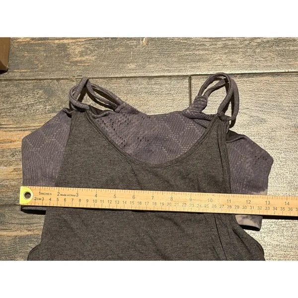 Alo Yoga Tank Top Built-in Sports Bra Heathered Grey Snakeskin Print Small - Image 3
