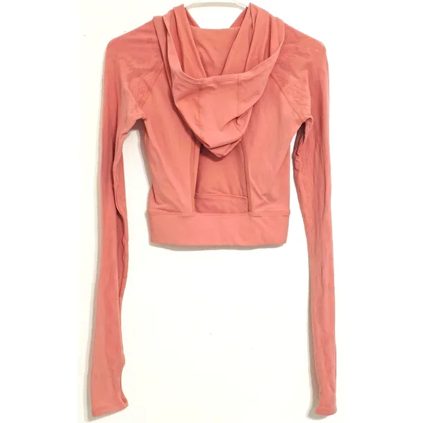 Free People Movement Lucky Layer Crop Cutout Hoodie Top Crush Blush Size M/L - Image 5