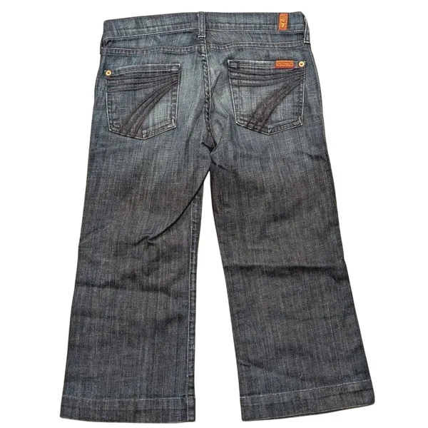 👖 7 For All Mankind Women's 26 Crop Dojo‎ Dark Jeans Designer Denim Made In USA - Image 2