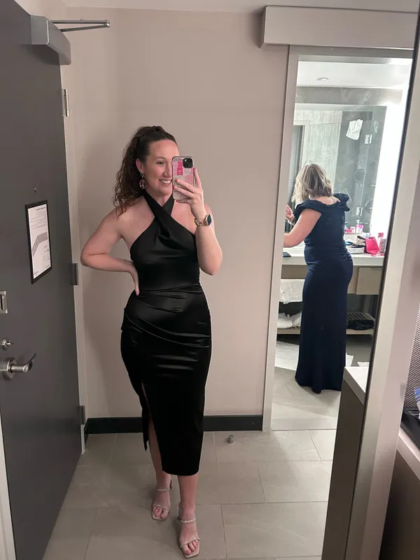 Silk black cocktail dress Size M - Image 2
